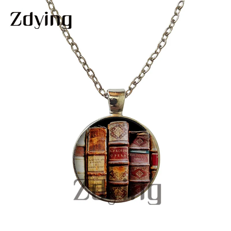 Винтажное ожерелье с подвеской в виде книг zmo стеклянное кабошон фото