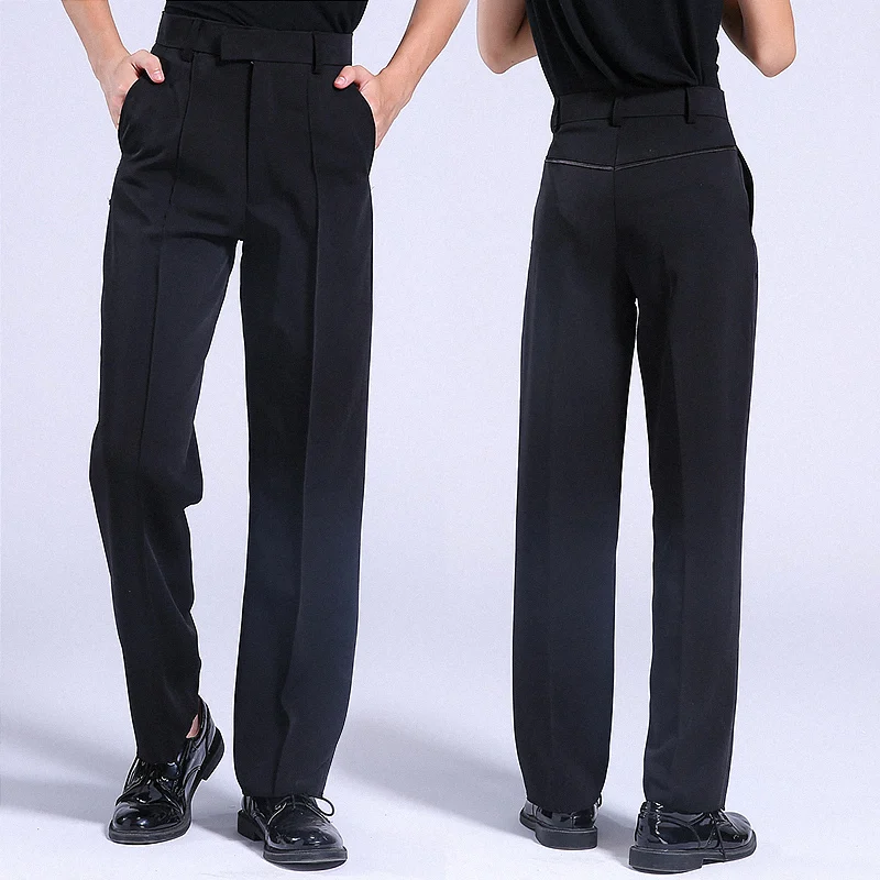 Boys Men Black Latin Pants Modern Ballroom Performance Latin Dance Pants