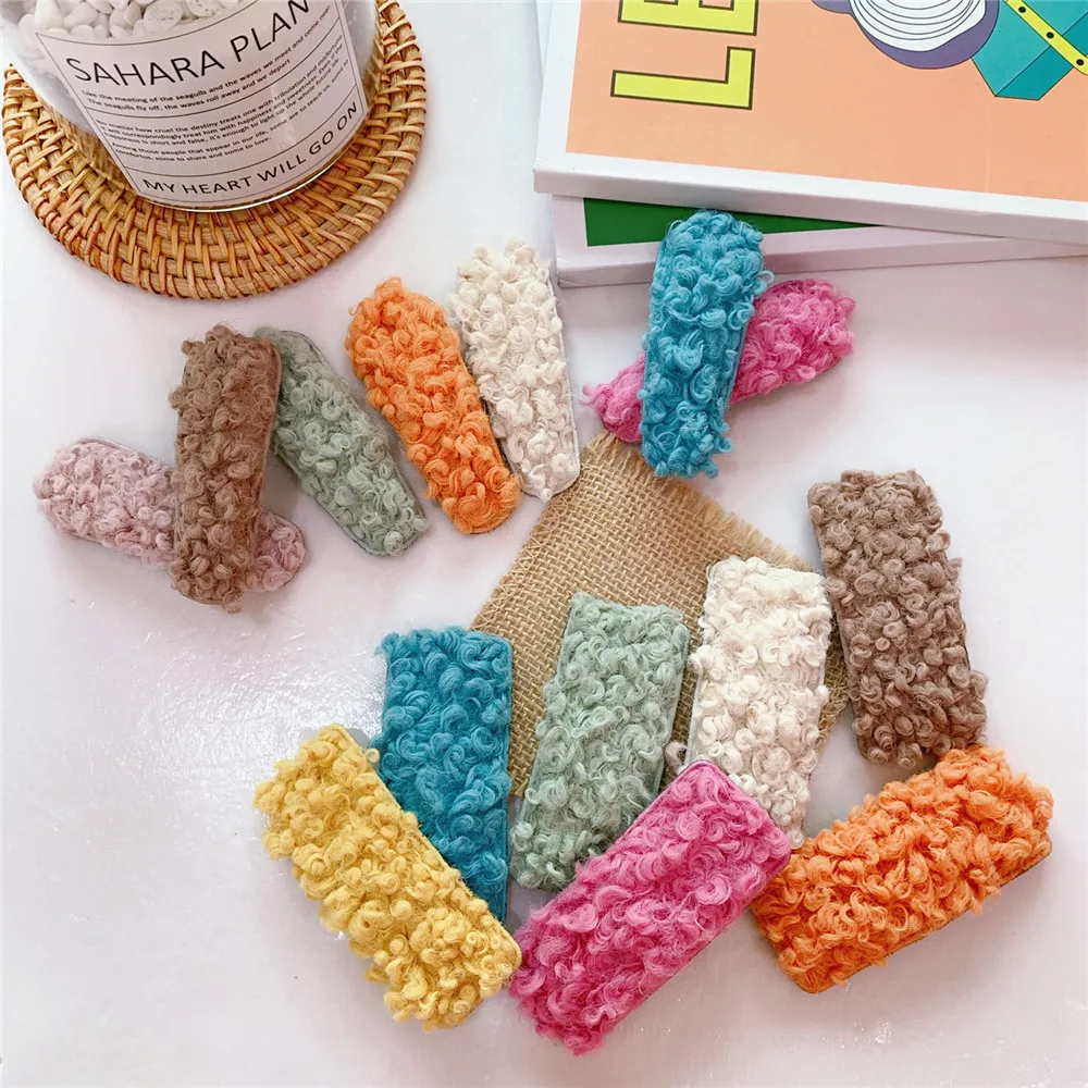 Популярные корейские зимние шерстяные плюшевые заколки однотонные для волос из