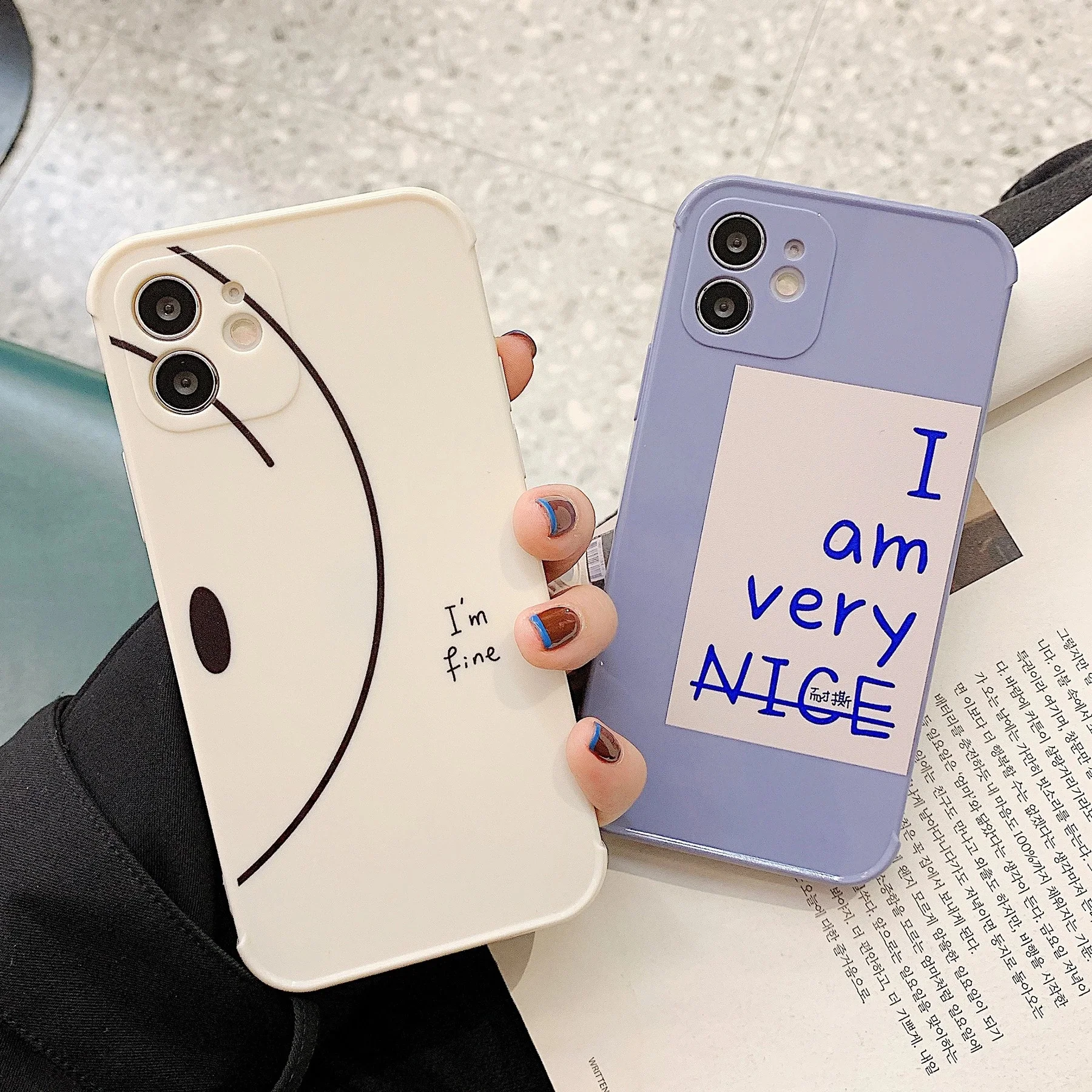 

Square Render English Letter Phone Case For iPhone 12 11 Pro Max XR XS Max X 7 8 Plus 12 Mini 11 ins Line Soft TPU Phone Cover