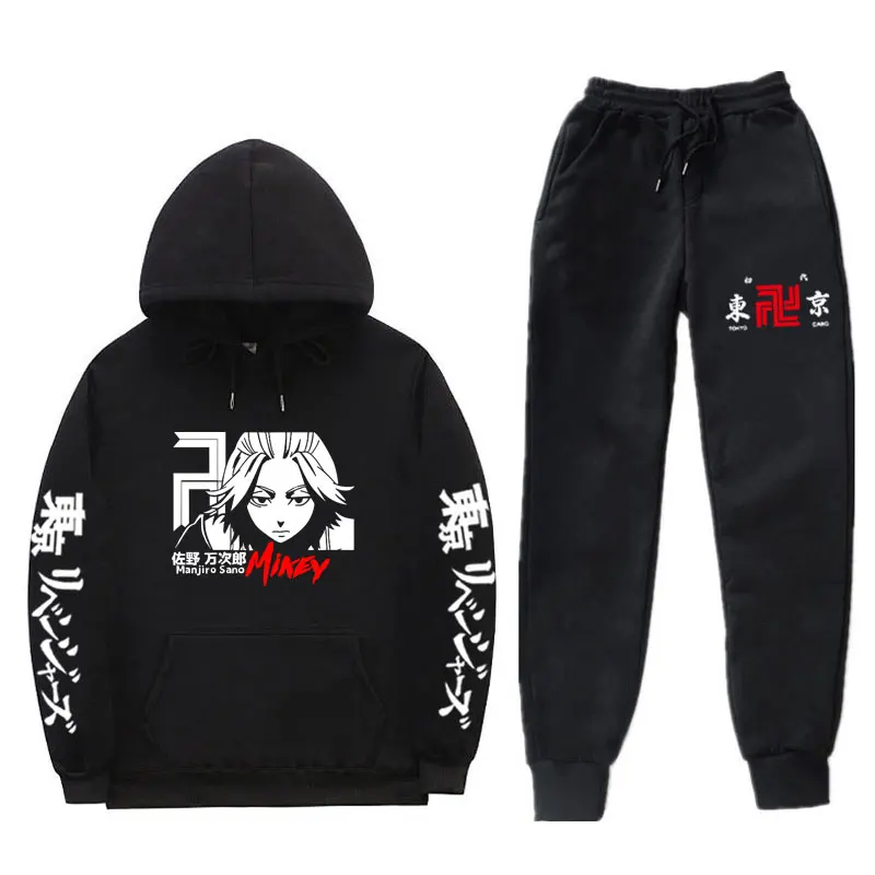 

Japanese streetwear Tokyo Revengers Hoodies Sets Men Anime Hoodie Trousers Two-Piece Harajuku habit homme Jogging sweatshirts