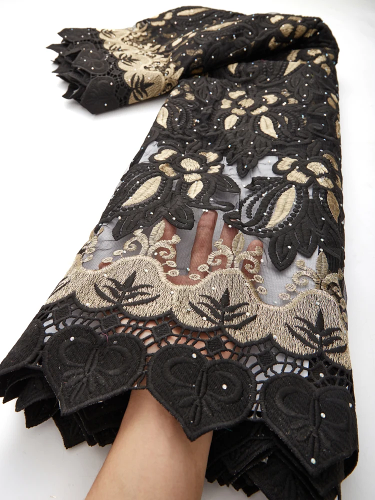 

2022 Высококачественная африканская кружевная ткань, вышивка с камнями, тюль из молочного шелка, Дубай, кружево 2,5 ярдов для свадебного платья...