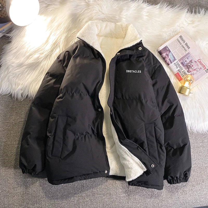 Women Thicken Parka Stand Collar Fleece Cotton Padded Jackets Letter Fashion Female Thicken Winter Coats 2022 New