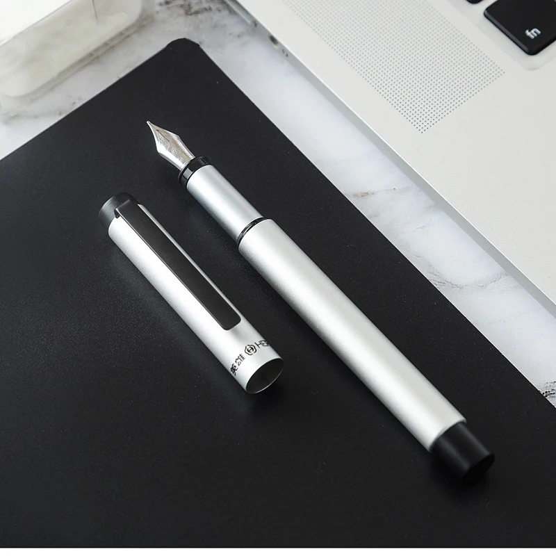 Черная/Серебристая титановая перьевая ручка золотистые чернильные ручки