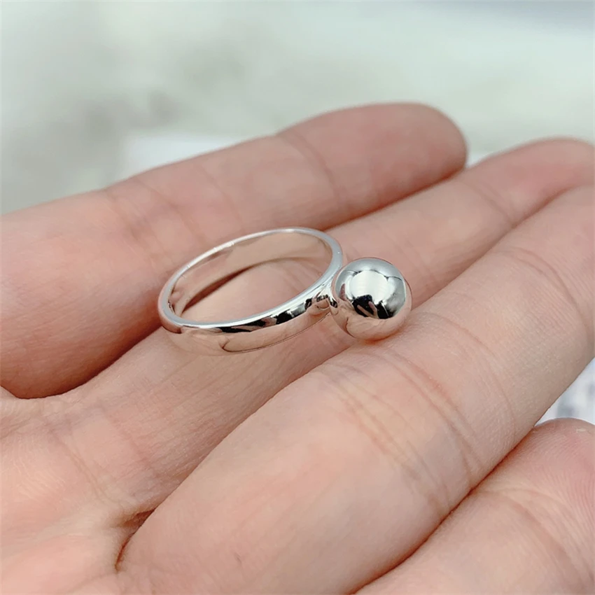 

S925 Sterling Silver For Women Hardwear Series Personality Round Ball Ring Luxury Cold And Elegant Jewelry Gift 3 Colors