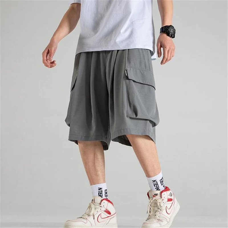 

FOJAGANTO 2021 Solid Color Men's Shorts Summer Beach Black Hip Hop Streetwear Casual Male Shorts