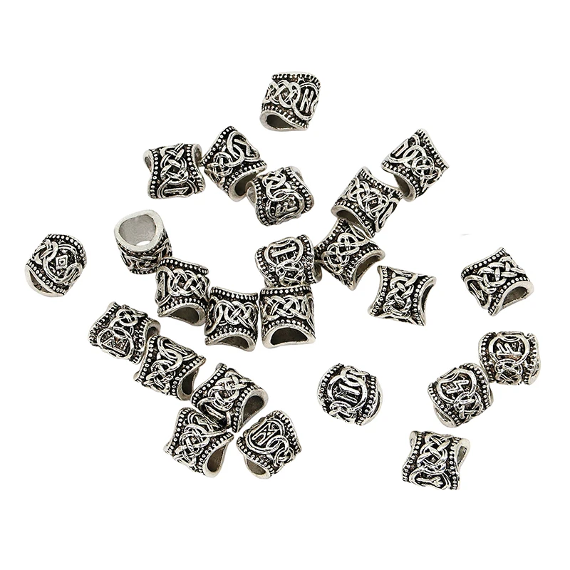 

24pcs Nordic God Odin Energy Viking Rune beads Beard Jewelry Futhorc space beads for Dirty braid Futhark hair jewelry diy Z0008