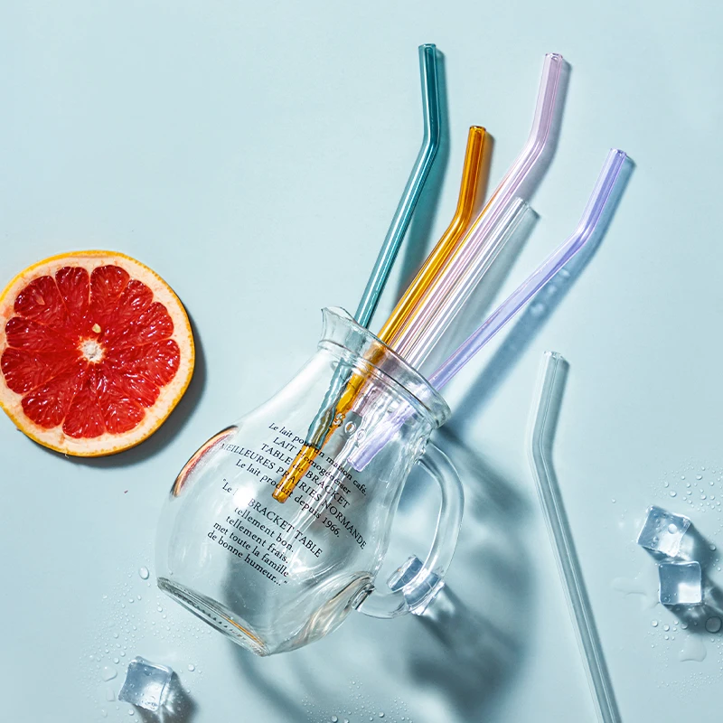 Стеклянный набор из боросиликатного стекла разноцветные стеклянные соломинки