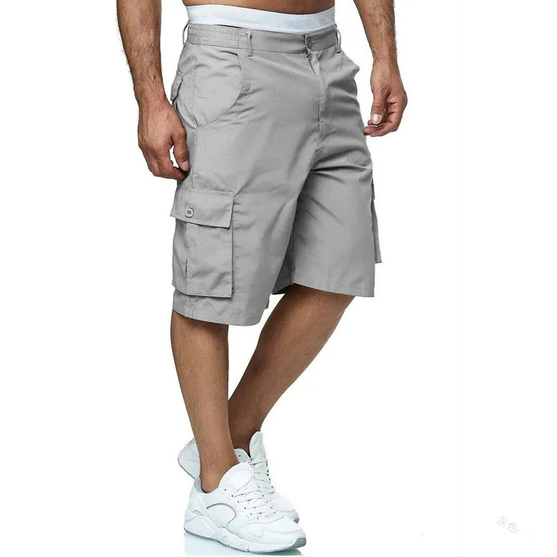 

Mandylandy Men's Fashion Casual Cotton Cargo Shorts Multi-pocket Sport Loose Pants Baggy Training Pants