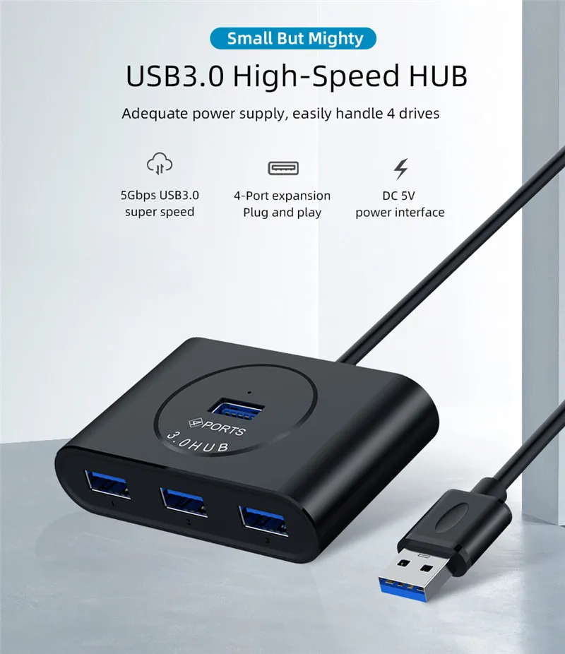 USB 3,0 концентратор 50 см высокоскоростной 4 порта с блоком питания USB3.0 сплиттер OTG адаптер для iMac НОУТБУК настольные компьютерные аксессуары
