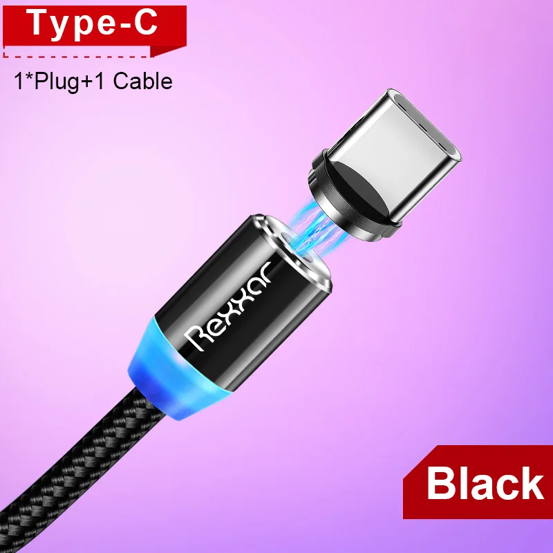 Магнитный кабель type C usb зарядный кабель Micro USB зарядное устройство для samsung Xiaomi iphone кабели для мобильных телефонов USB-C Магнитный шнур 1 м 2 м - Цвет: Black Type C Kit