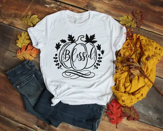 Гранж винтажные Топы рубашка на День Благодарения Осенняя Футболка с цветами