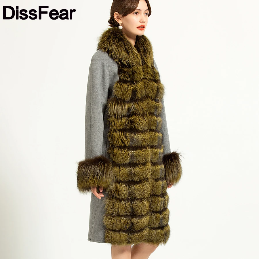 96 см Женская Шуба из натурального меха серебристой лисы кашемировая куртка в