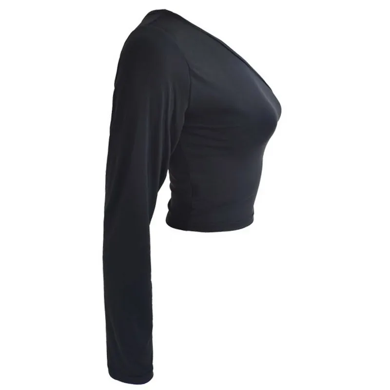 Футболка женская на одно плечо пикантный короткий Топ без бретелек с длинным