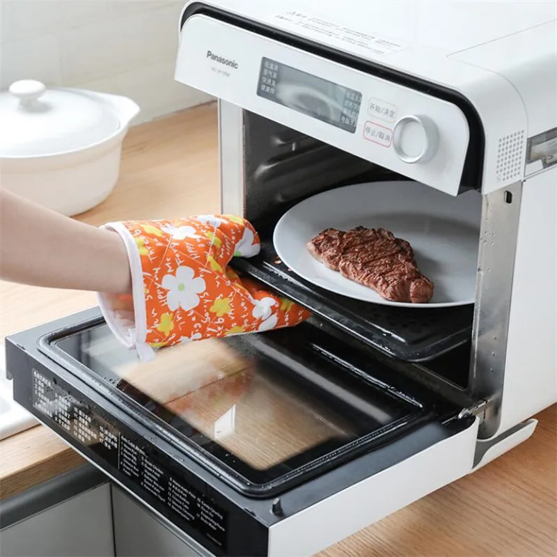 

1PC Microwave Oven Glove Kitchen Tool Mitten Terylene Insulated Heatproof Resistant Non-slip Pot Bowel BBQ Baking Gloves