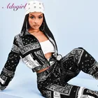 Бандана с принтом, комплект из двух предметов, повседневная короткая куртка на молнии с длинным рукавом и принтом пейсли, штаны для бега, уличный спортивный костюм