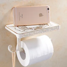 Antique Brass Black Toilet Tissue Roll Paper Holder For Bathroom Accessory Mobile Phone Shelve Towel Storage Rack With Robe Hook