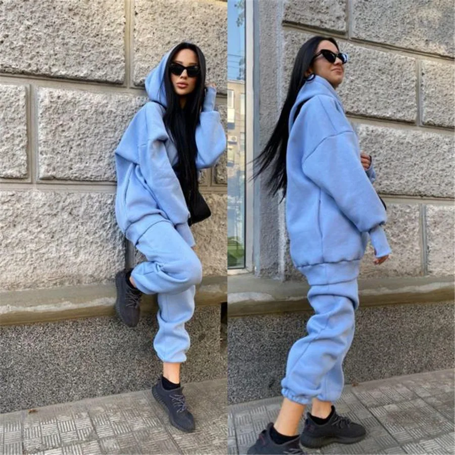 Комплект из двух предметов повседневный флисовый теплый спортивный костюм