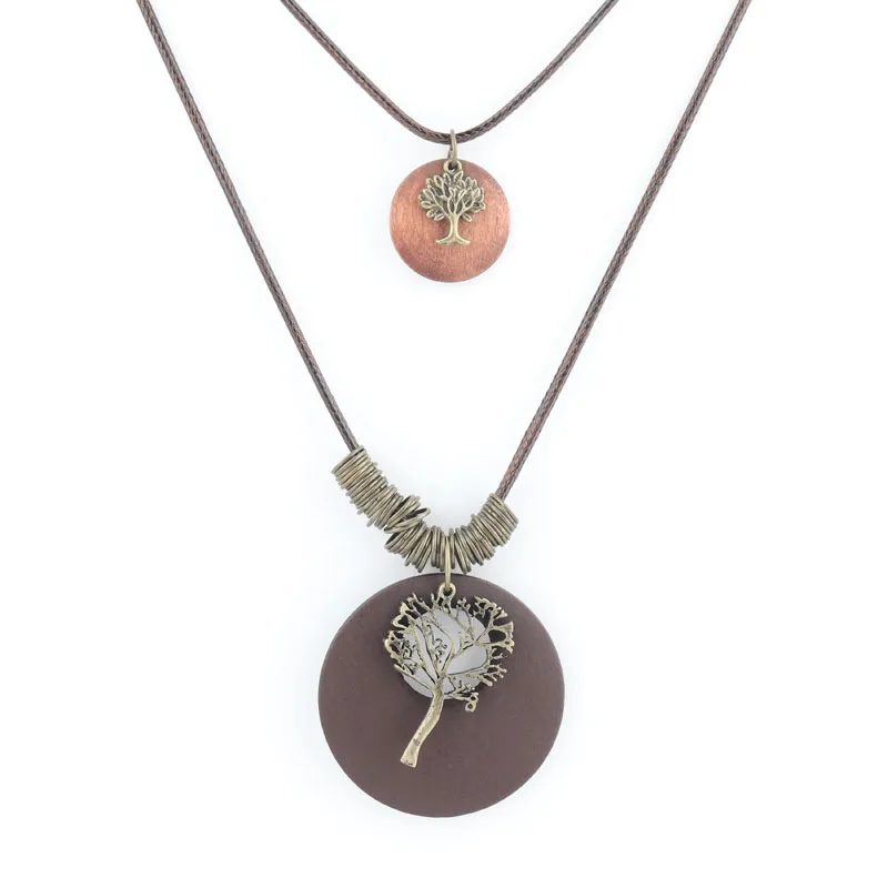 Круглая деревянная Длинная цепочка для свитера из веревки подвеска в виде