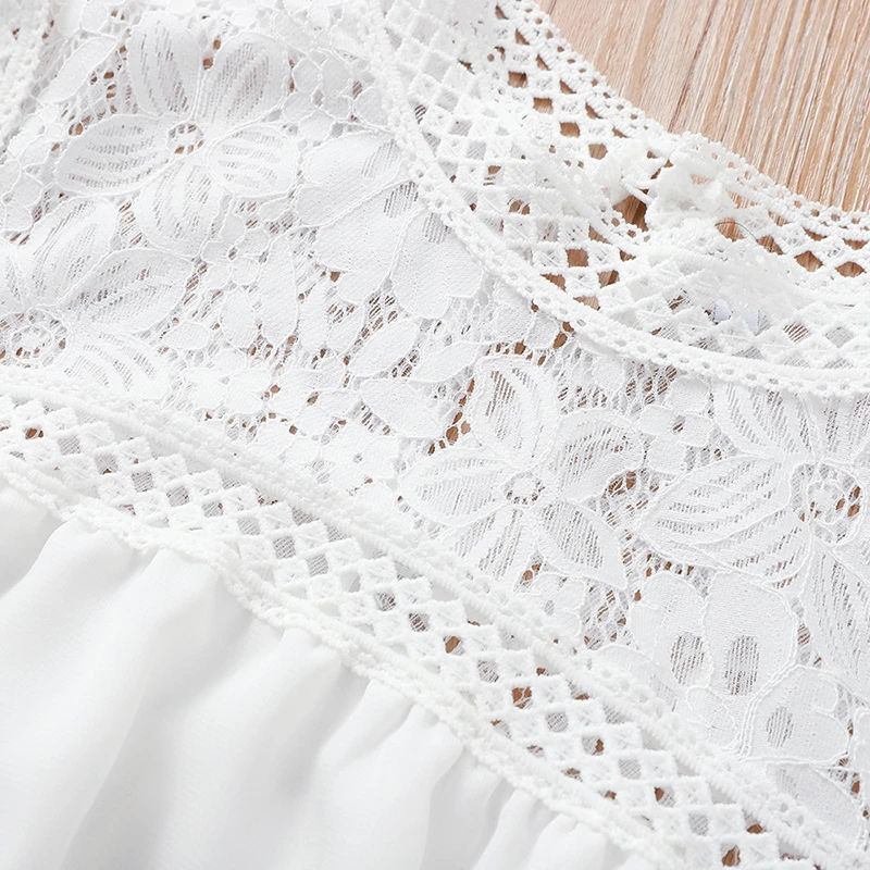 Блузка женская кружевная с длинным рукавом однотонная черная белая | Женская