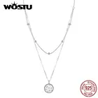 WOSTU подлинное серебро 925 пробы звездная звезда ожерелье Двухслойное длинное звено цепи для женщин Свадебное ювелирное ожерелье FIN365