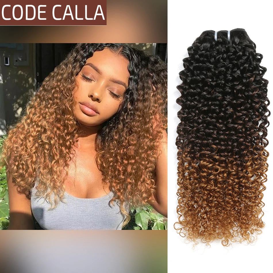 

Malaysian Remy Kinky Curly Hair Bundles Ombre Blonde Hair 1/3/4 Bundles 100% Human Hair Extensions T1B/4/30 Hair Weave CodeCalla