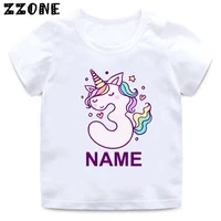 number 1 10 cute cartoon girls unicorn t shirt birthday name custom t shirt baby boy children tops kids clothes presenthkp5398
