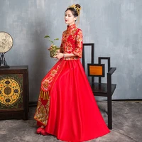 2021 new wedding dresses for women chinese wedding bridal out court dress chinese traditional qipao polyester