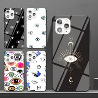 fashion evil eye phone case for iphone 6 6s 7 8 plus x xs xr xsmax 11 12 pro promax 12mini tempered glass