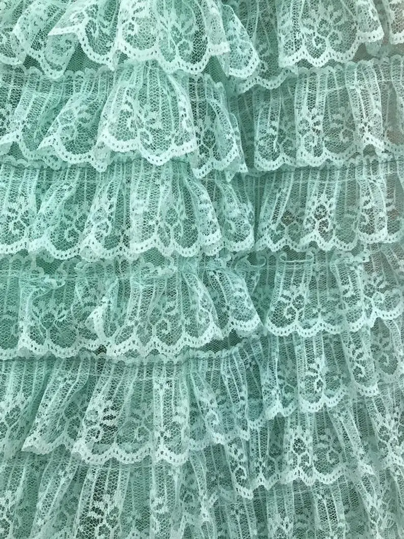 1 ярд слоновая кость белый/мятный зеленый/персиковый розовый кружевная ткань с