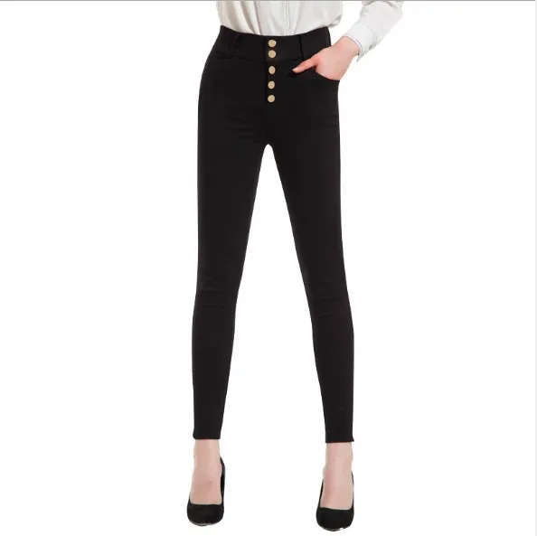 Весенние модные женские брюки 2020 повседневные черные с высокой талией и