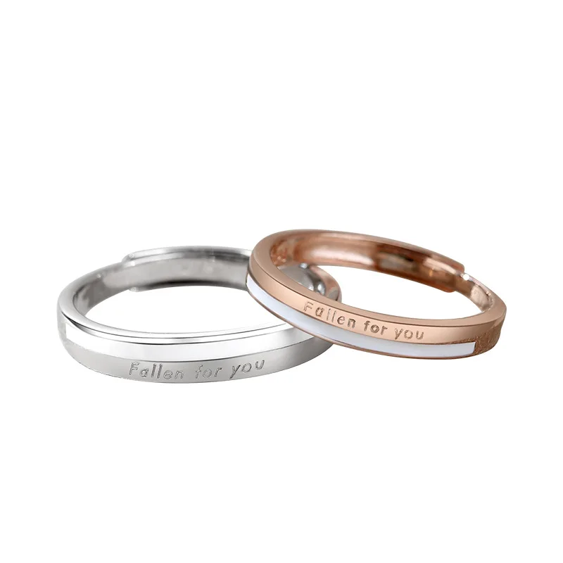 

s925 sterling silver couple ring a pair of rose gold ring small group cold wind hand decoration gift