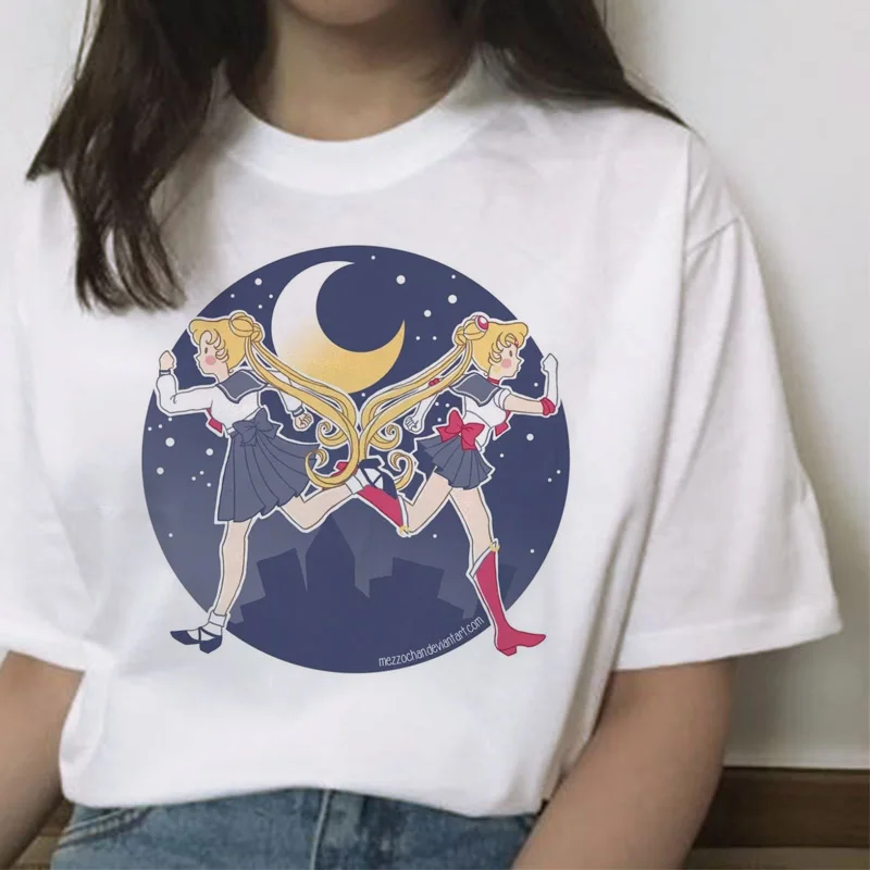 Сейлор Мун кавайная футболка кошка harajuku Женская ulzzang футболка корейский Графический Топ мультяшная Футболка короткий рукав женская забавная