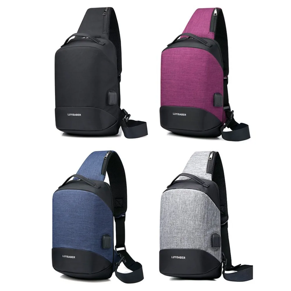 

Multifunction Crossbody Bags Men USB Charging Chest Bag Casual Nylon Short Trip Messengers Chest Bag Single Shoulder Bag 4 color