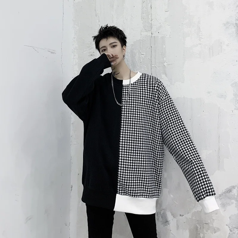 Мужская свободная толстовка dark INS черно-белая с капюшоном в стиле хип-хоп весна |