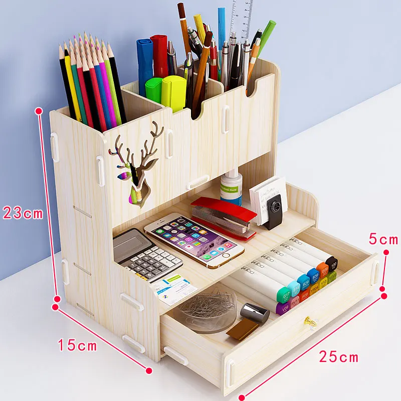 Ayane Creative Pen pencil holder Receiving Box Desktop Learning Penholder Office desk organizer storage rack supplies wood | Канцтовары