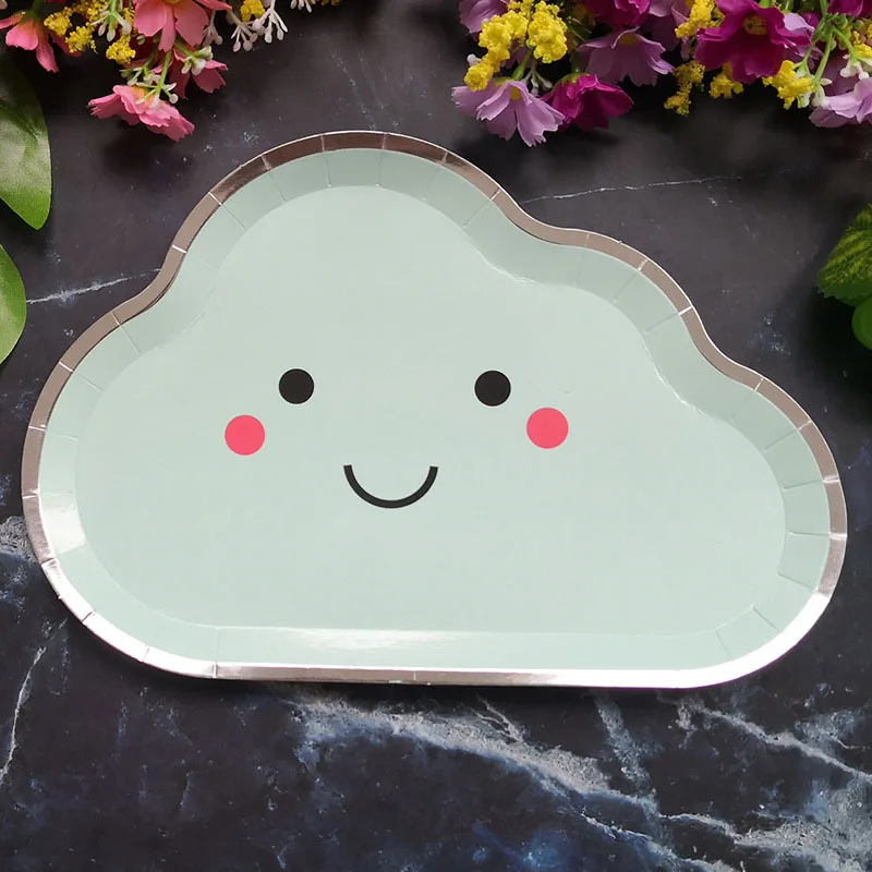 8PCS Mint green Одноразовая посуда вечерние украшения на вечеринку дня рождения украшения Дети облако бумажный лоток белый бумажный лоток Свадьба деко - Цвет: 8PCS Mint green