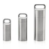 waterproof capsule seal bottle mini stainless steel edc survival pill box container capsule pill bottle tank case for outdoors t