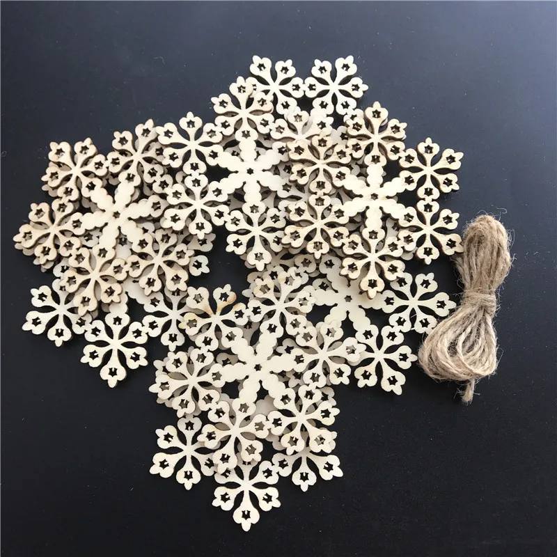 10 шт. рождественские деревянные украшения в виде снежинок елки подвесные