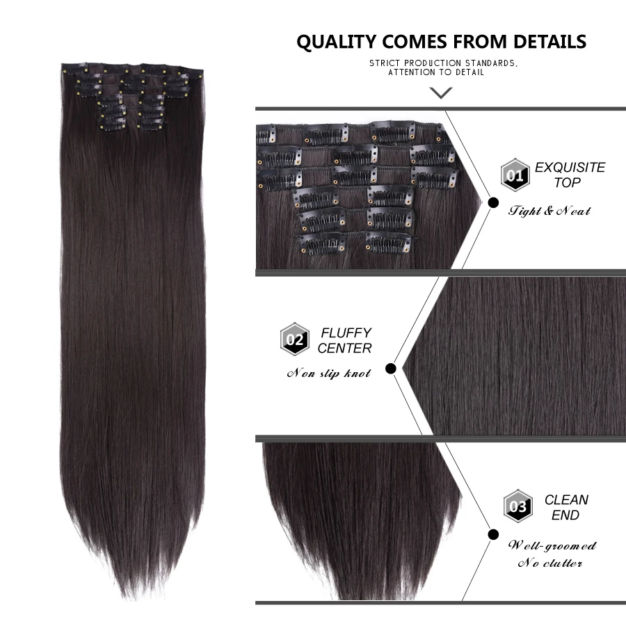 Alileader Synthetic Clip In Hair Extensions Long Straight Hairpiece Heat Resistant Hair Blond Straight 16 Clip In Hairpieces