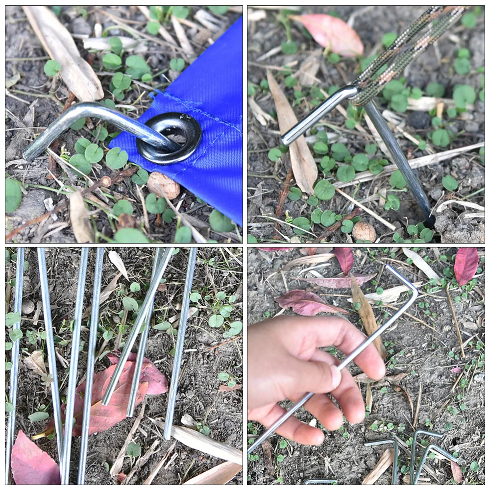 

32Pcs Tent Stakes Shaped Camping Stakes Awning Rope Fixing Nails Metal Pegs