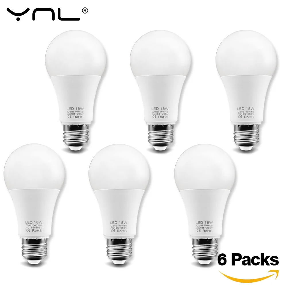

6pcs E27 LED Bulb AC 220V SMD 2835 18W 15W 12W 9W 6W LED Lamp Saving Cold Warm White Led Light Bulb for Outdoor lighting Lampada