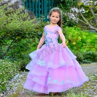 lovely pink tiered couture flower girl dress blue appliques birthday wedding party dresses costumes first comunion custom made