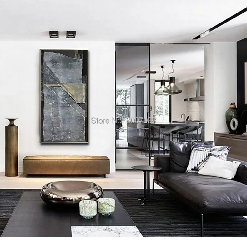 100% ручная роспись высокого качества абстрактный холст серый цвет абстрактная