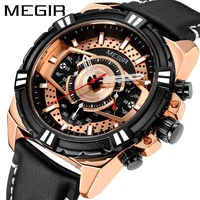 new watches men luxury brand megir chronograph men sports watches waterproof leather quartz mens watch relogio masculino