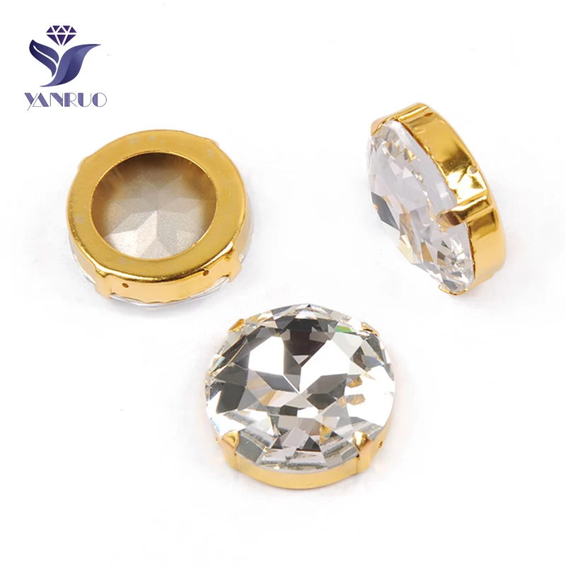 Crystal Yanruo 1201 круглая нашивная СТРАЗА стеклянные поделки камни и кристаллы Точка назад большие стразы для украшения - Цвет: Crystal