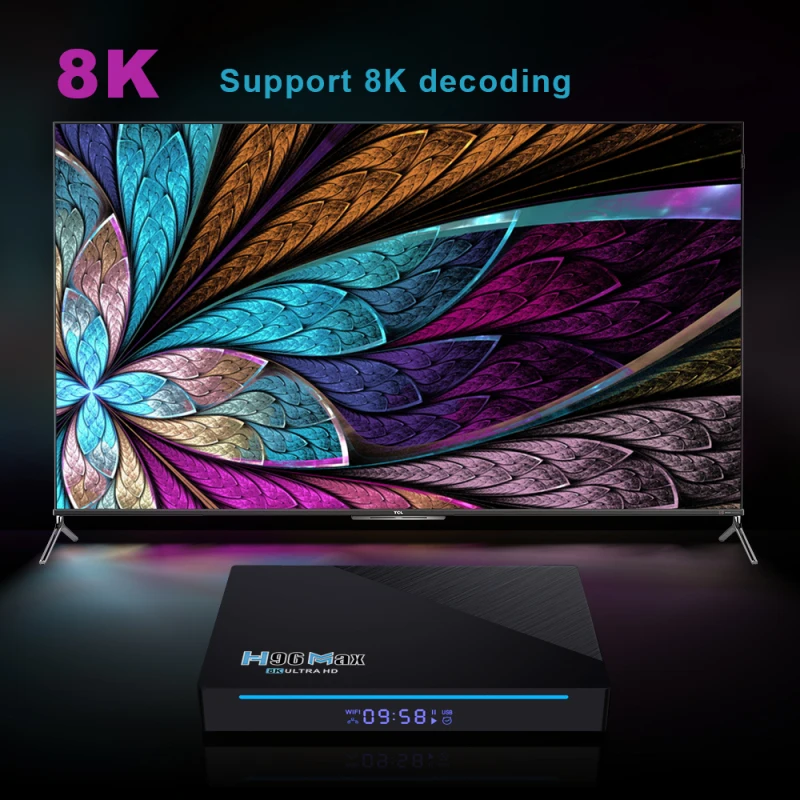 Приставка Смарт-ТВ H96 MAX Android 11 4 + 32 ГБ 1080p 8K | Электроника