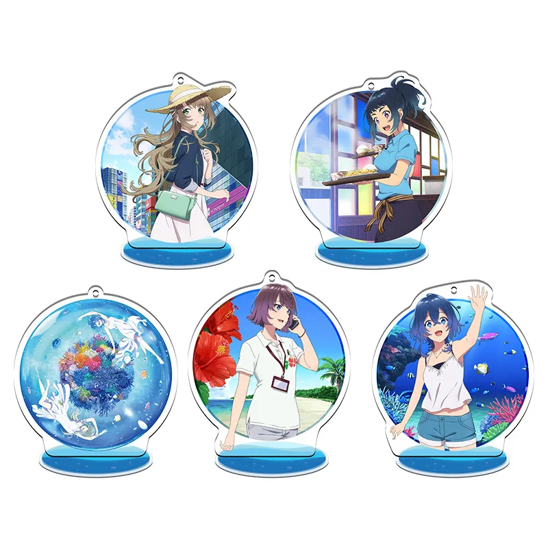 

Shiroi Suna No Aquatope Anime Keychain Women Cartoon Acrylic Standing Model Keyring Miyazawa Misakino Man Cute Funny Breloczek