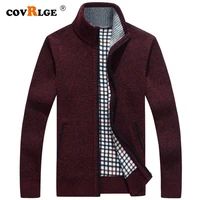covrlge mens sweater autumn casual stand collar slim fit zipper mens warm sweaters standard coat men m 3xl red blue male mwk002