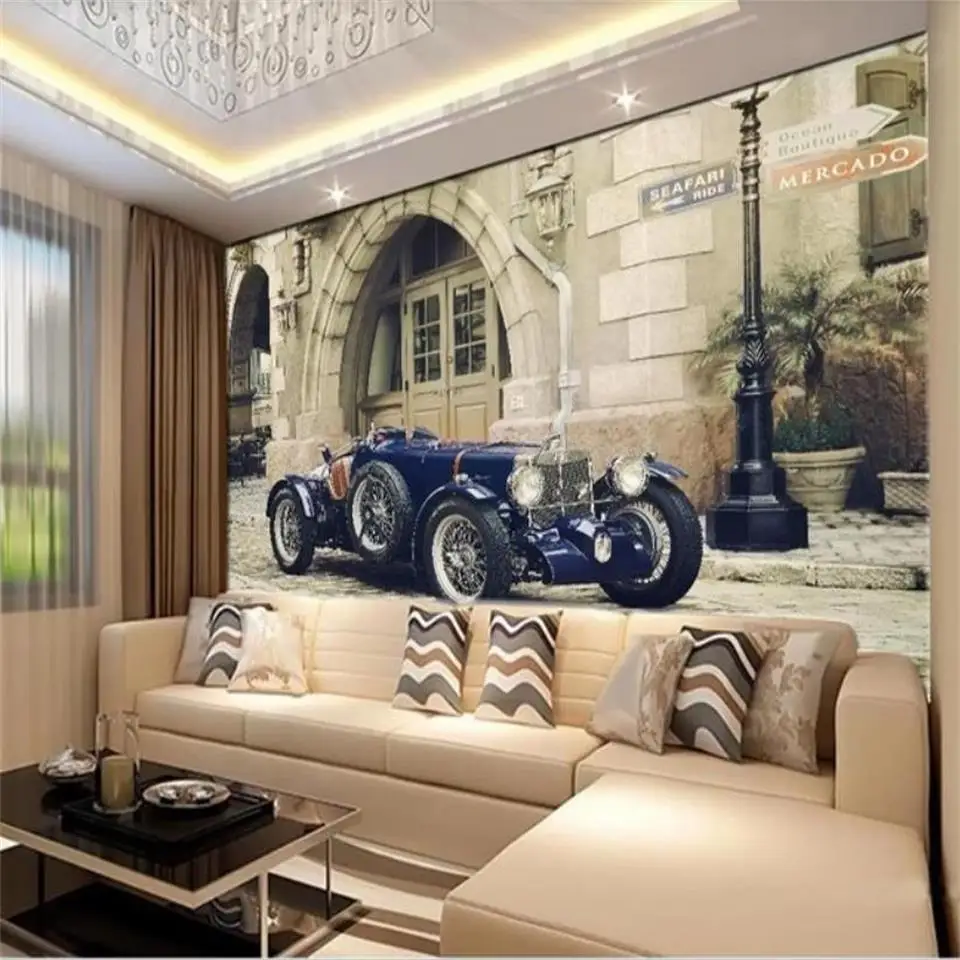 3d фотообои для гостиной спальни трактора винтажная картина автомобиля дивана